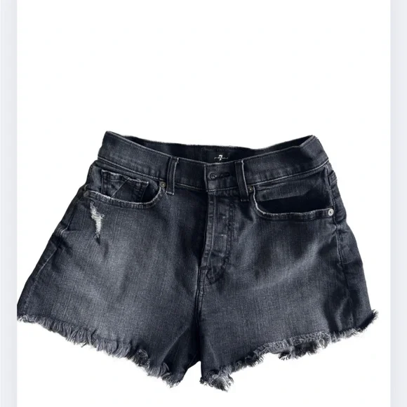 Women's Black Denim Shorts 7 for all mankind - Picture 1 of 9